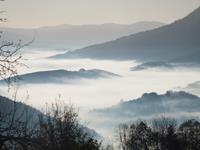 Morgennebel im Tal, vom Wildcamp